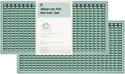 Waterval Barmat PVC Beschermer - Anti-Slip Keukenmat - Set van 2 (30x15 cm) – Groen
