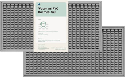 Waterval Barmat PVC Beschermer - Anti-Slip Keukenmat - Set van 2 (30x15 cm) – Grijs
