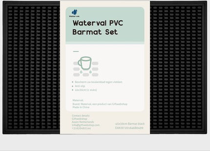 Waterval Barmat PVC Beschermer - Anti-Slip Afdruipmat - 45x30 cm – Zwart