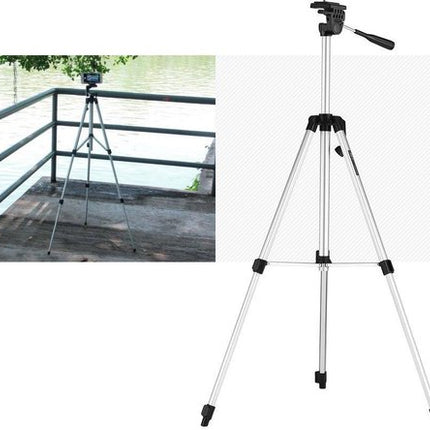 GWS Tripod Tablet iPad Statief - Universeel Camera en Tablet Statief - Incl. Tablet Houder - Aluminium 134CM - Zilvergrijs