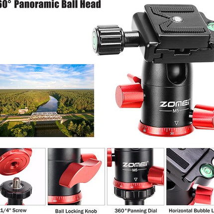 Professioneel Lichtgewicht DSLR Camerastatief - Universeel Fotostatief voor Fotografie – Aluminium Tripod Zwart 138CM