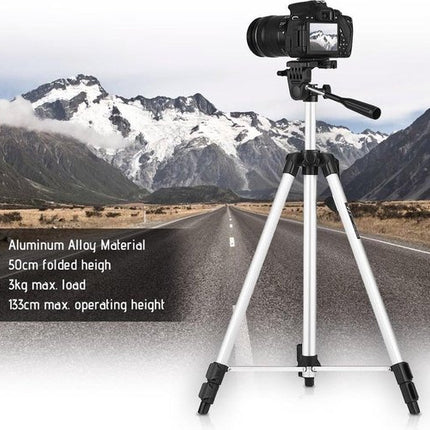 GWS Tripod Tablet iPad Statief - Universeel Camera en Tablet Statief - Incl. Tablet Houder - Aluminium 134CM - Zilvergrijs