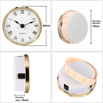 GWS Insteek Quartz Los Uurwerk – Stijlvol en Nauwkeurig | Ø 80mm | Goudkleurig | Klassieke Romeinse Cijfers