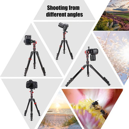 Professioneel Lichtgewicht DSLR Camerastatief - Universeel Fotostatief voor Fotografie – Aluminium Tripod Zwart 138CM