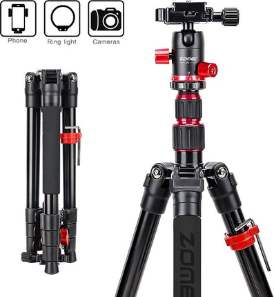 Professioneel Lichtgewicht DSLR Camerastatief - Universeel Fotostatief voor Fotografie – Aluminium Tripod Zwart 138CM