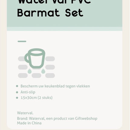 Waterval Barmat PVC Beschermer - Anti-Slip Keukenmat - Set van 2 (30x15 cm) – Grijs