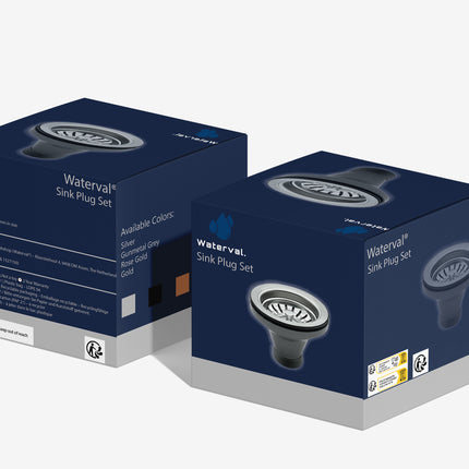 Waterval Korfplugset 114 mm – Zonder Overloop – RVS 304 – G1½ – Universele Gootsteenplug set – Goud