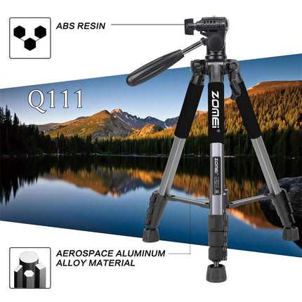 Professioneel Universeel Lichtgewicht DSLR Camerastatief - Voor de Sony / Canon / Nikon Camera – Tripod 140CM -Zilver