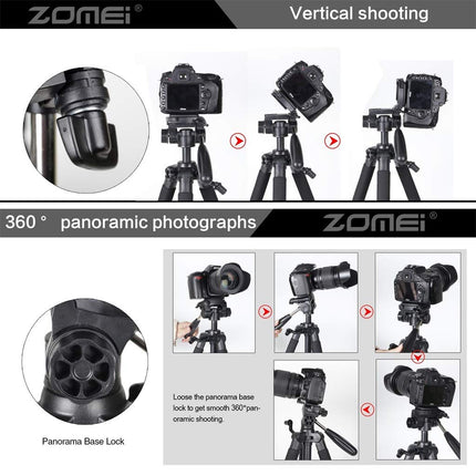 Professioneel Universeel Lichtgewicht DSLR Camerastatief - Voor de Sony / Canon / Nikon Camera – Tripod 140CM -Zilver