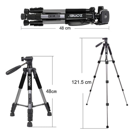 Professioneel Universeel Lichtgewicht DSLR Camerastatief - Voor de Sony / Canon / Nikon Camera – Tripod 140CM -Zilver