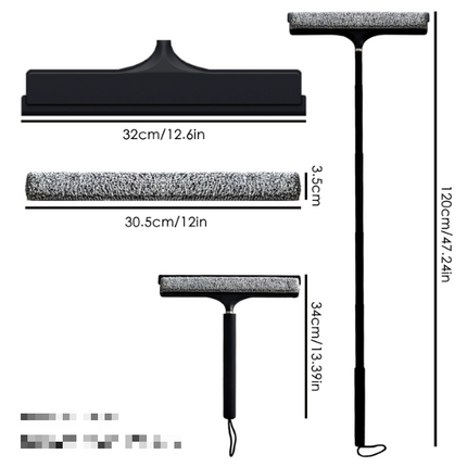 Waterval Telescopische Douchewisser – 120 cm Uitschuifbaar – 30,5 cm Breed – Inclusief 2 Ophanghaken & Raamzeem – Zwart– XL Douche Trekker met Siliconen Blad