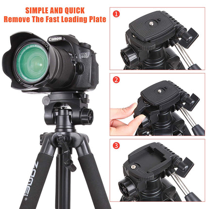 Professioneel Universeel Lichtgewicht DSLR Camerastatief - Voor de Sony / Canon / Nikon Camera – Tripod 140CM - Oranje