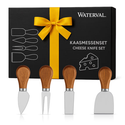 Waterval kaasmessenset 4-delig zilver-hout - afbeelding 2