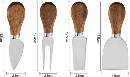 Waterval kaasmessenset 4-delig zilver-hout - afbeelding 3