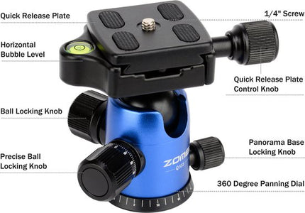 Q555 Camerastatief Blauw 160CM - afbeelding 2