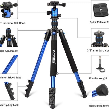 Q555 Camerastatief Blauw 160CM - afbeelding 3