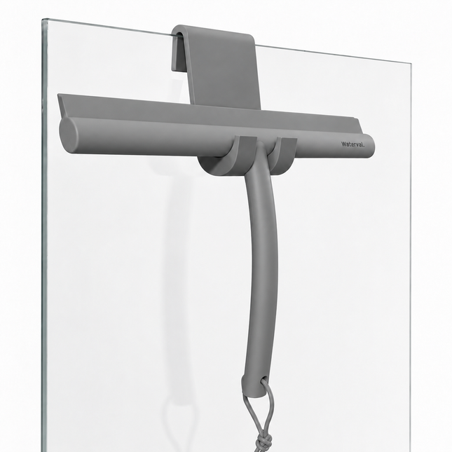 Waterval Luxe Siliconen Douchewisser Antraciet - Met Raamhaak Zonder Boren - Vloertrekker - Trekker Douche en Badkamer - 24 cm