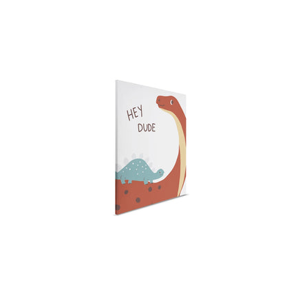 Dinosaurus canvas Hey Dude in blauw, bruin en wit – detail 6