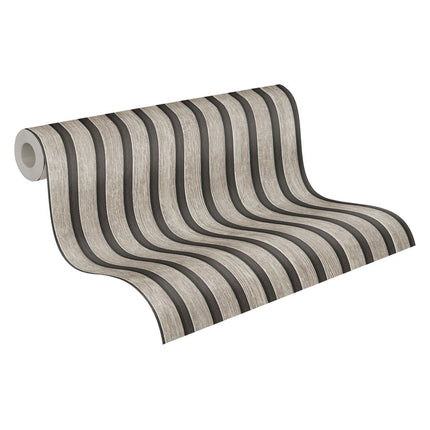 VAREVUNE - Modern houtlook lattenbehang - Grijs en zwart – afbeelding 7