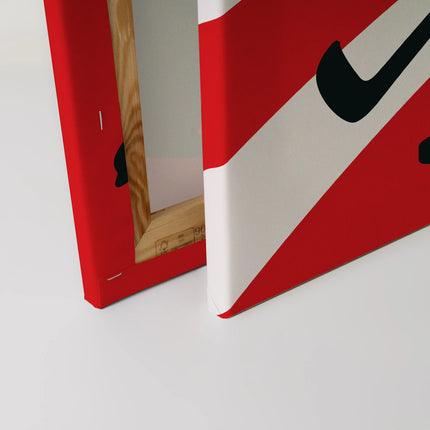 Retro canvas met ijshockeyspeler in rood en geel – detail 4
