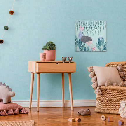 Vierkant zeemeermin canvas Seafriends voor de kinderkamer – detail 3