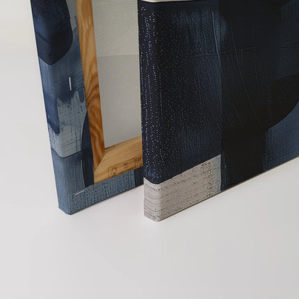 Abstract gezichten canvas in blauw en wit – detail 4