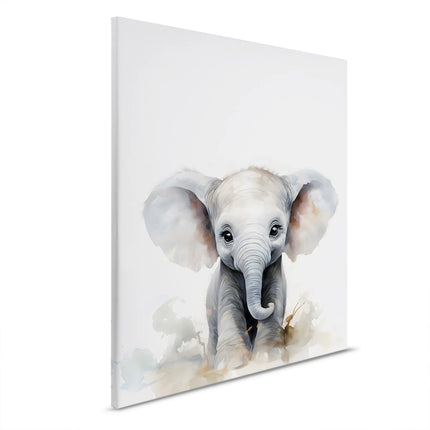 Baby olifant canvas in wit, groen en grijs – detail 6