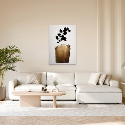 Golden Scabiosa canvas schilderij – afbeelding 3