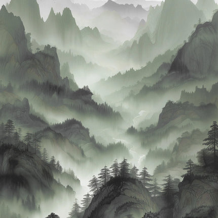 Aziatisch Berglandschap canvas schilderij – afbeelding 6