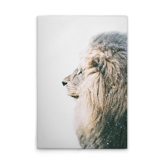 Leeuw in de Sneeuw canvas schilderij – afbeelding 7