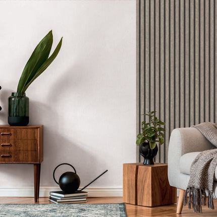 VAREVUNE - Modern houtlook lattenbehang - Grijs en zwart – afbeelding 9