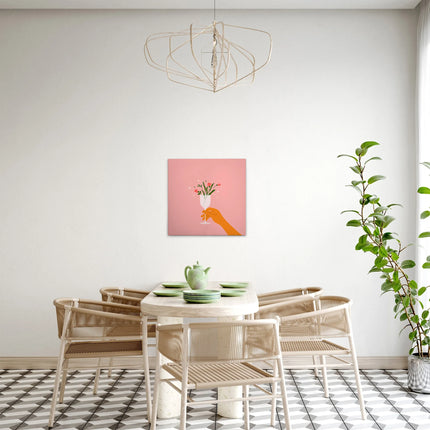 Bloemen in Glas canvas schilderij – afbeelding 3