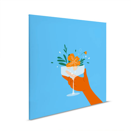 Kleurrijk canvas met bloemen in glas – detail 6