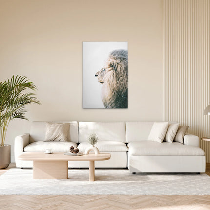 Leeuw in de Sneeuw canvas schilderij – afbeelding 3