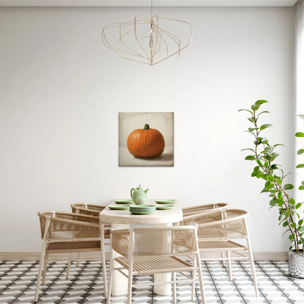 Pompoen canvas in crème, beige, oranje en groen – detail 3