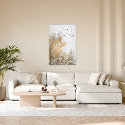 Golden Skies canvas met goudkleurig boomlandschap – detail 3
