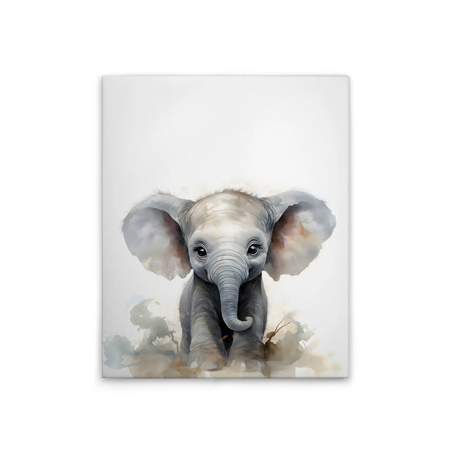 Baby olifant canvas in wit, groen en grijs – detail 7