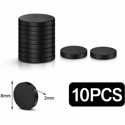 Brute Force Magneten – Neodymium Magneten N52 – 8x2 mm – Extra Sterk – Kleine Schijf Magneten – Set van 10 Stuks – Zwart
