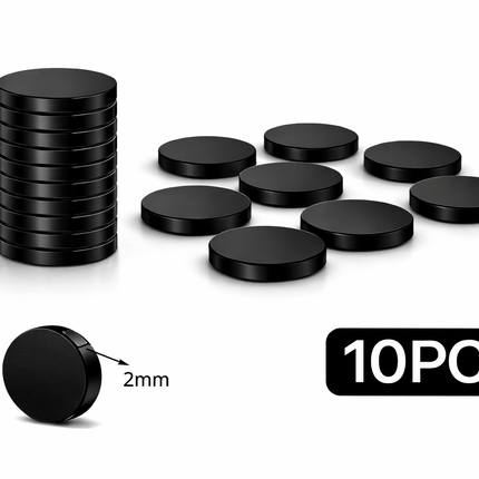 Brute Force Neodymium Magneten 12x2 mm Zwart – Extra Sterk N52 – Kleine Schijf Magneten – Whiteboard Koelkast Magneet – 10 Stuks