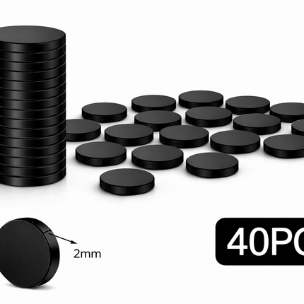 Brute Force Neodymium Magneten 12x2 mm Zwart – Extra Sterk N52 – Kleine Schijf Magneten – Whiteboard Koelkast Magneet – 40 Stuks