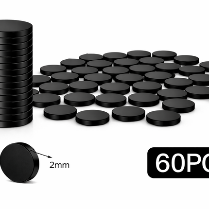 Brute Force Neodymium Magneten 12x2 mm Zwart – Extra Sterk N52 – Kleine Schijf Magneten – Whiteboard Koelkast Magneet – 60 Stuks