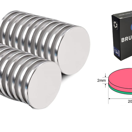 Super sterke Neodymium Magneten - Ronde  Magneten - N52 20mm x 2mm - 20 Stuks