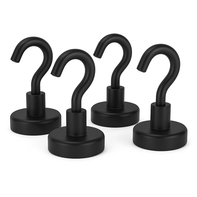 Brute Force Zwarte Haakmagneten – Magneet met Haak – 20mm – 4 stuks – Epoxy Coating