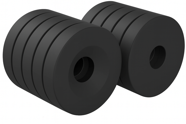 Brute Force ringmagneten met schroefgat – 15x4 mm – N52 neodymium – epoxy coating – set van 10 stuks – verzonken gat Ø4 mm – zwart