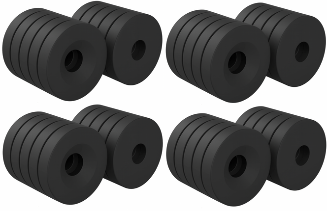 Brute Force ringmagneten met schroefgat – 15x4 mm – N52 neodymium – epoxy coating – set van 40 stuks – verzonken gat Ø4 mm – zwart