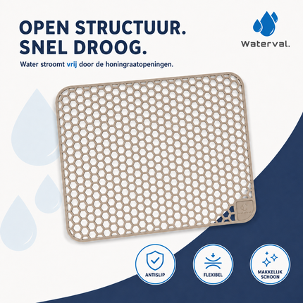 Waterval taupe siliconen gootsteenmat