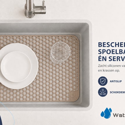 Waterval taupe siliconen gootsteenmat