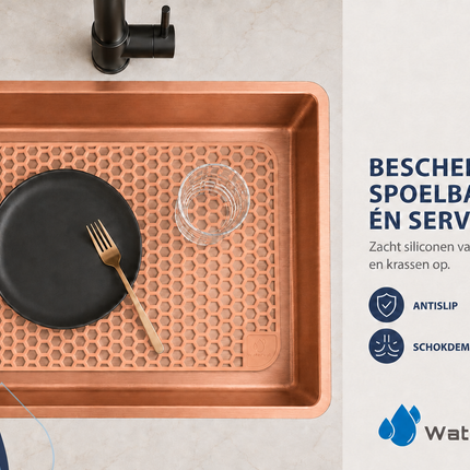 Waterval koperkleurige siliconen gootsteenmat