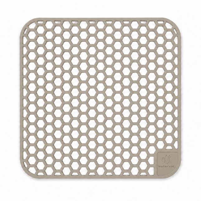 Waterval taupe siliconen gootsteenmat 34,5 x 34,5 cm