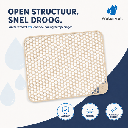 Waterval zandbeige siliconen gootsteenmat